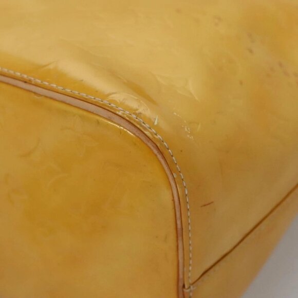 LOUIS VUITTON Monogram Vernis Houston Hand Bag Lime Yellow M91055 LV Auth BD751 - Picture 3 of 16